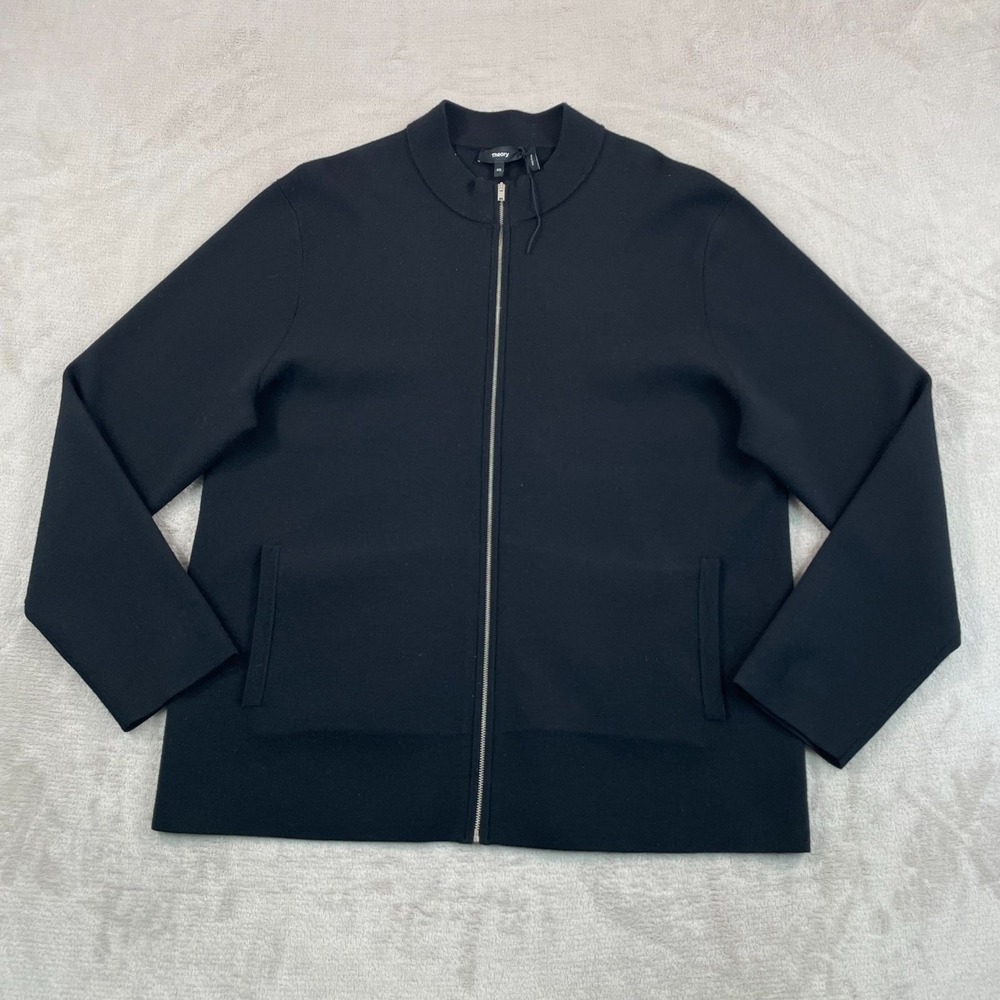 Theory Detroe Empire Jacket Men 2XL Black Merino Wool Full Zip Pockets NWOT $695